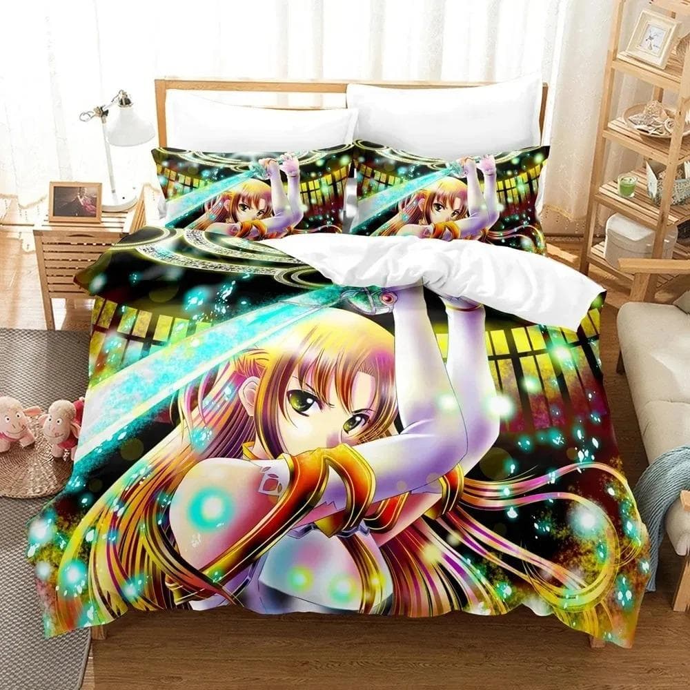 3D Print Anime Sword God Domain Bedding Sets Duvet Cover Set With Pillowcase Twin Full Queen King Bedclothes Duvet Cover 70x133cm 2pcs