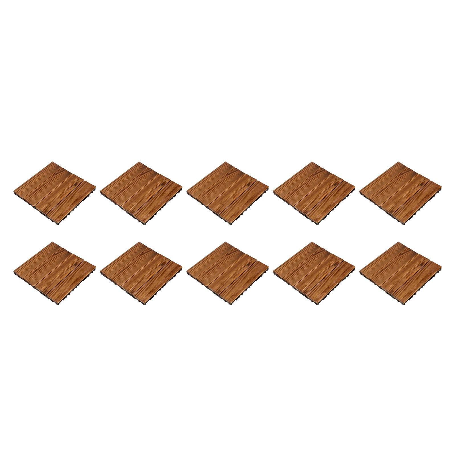 10PCS Wood Floor Blocks Corrosion Resistance Splicing Flooring Tiles for Outdoor Terrace Balcony