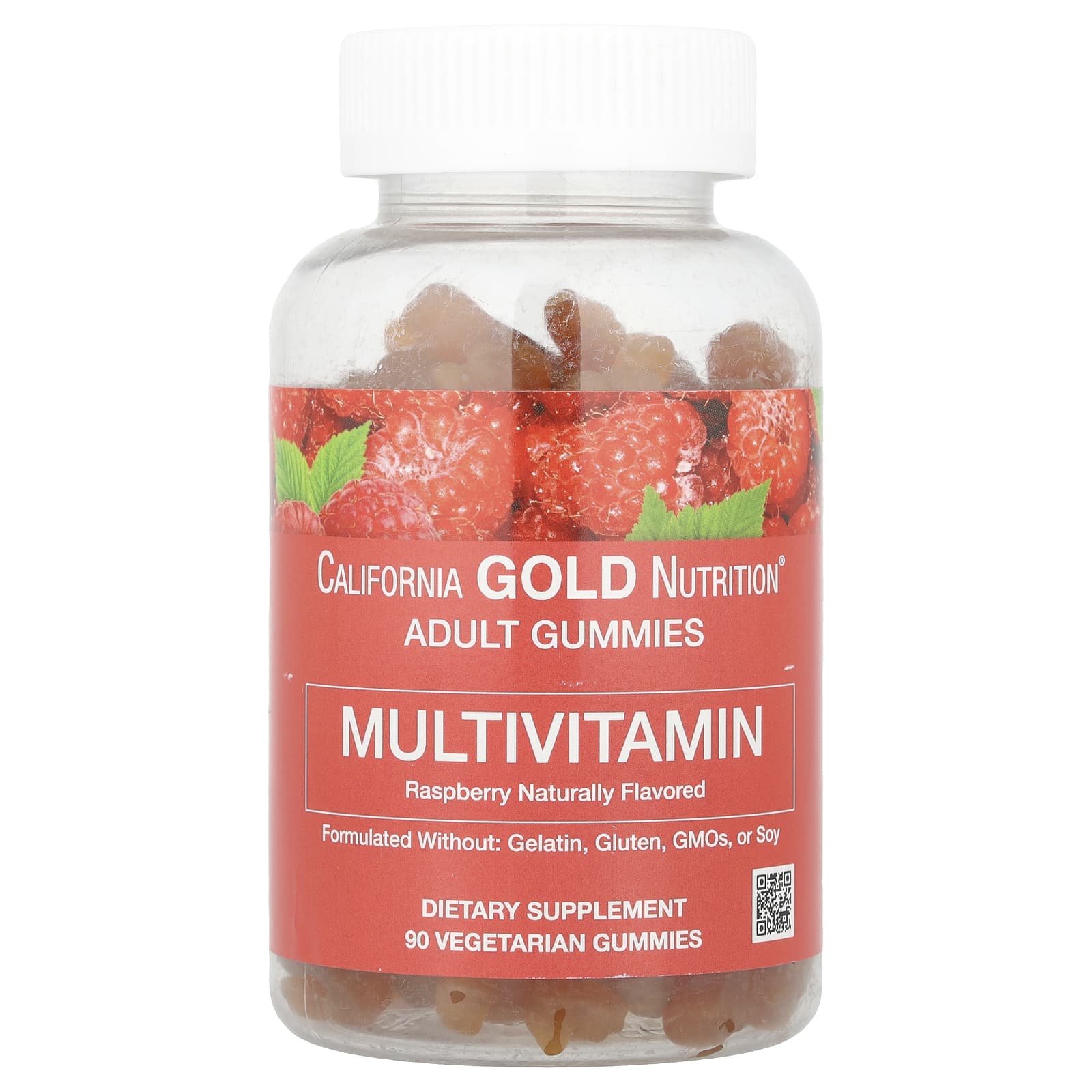California Gold Nutrition, Adult Multivitamin Gummies, Natural Raspberry Flavor, 90 Vegan Gummies