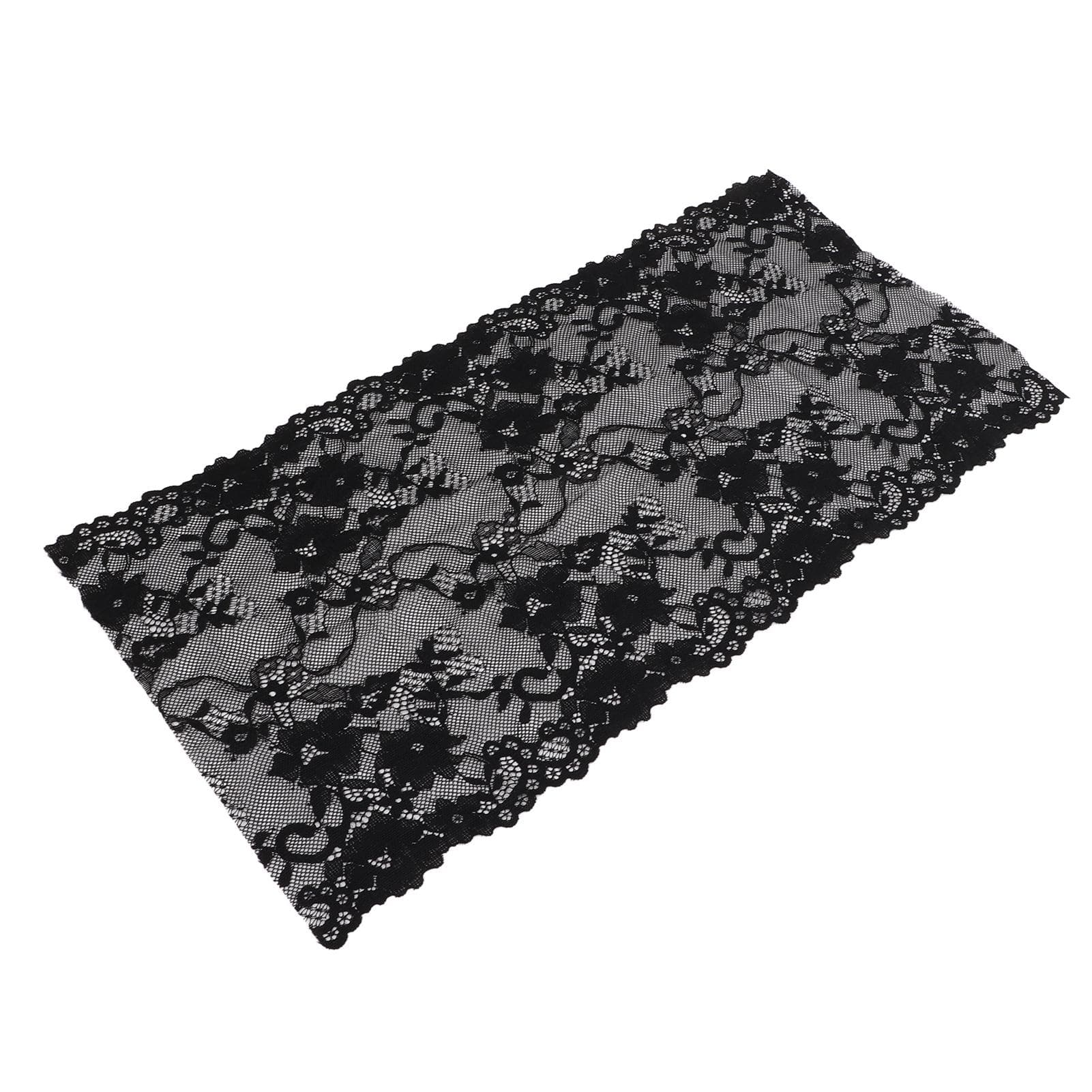 Lace Ribbon 24cm Wide 10 Yards Good Elasticity Safe Use Simple Operation Clothing AccessoriesColor black
