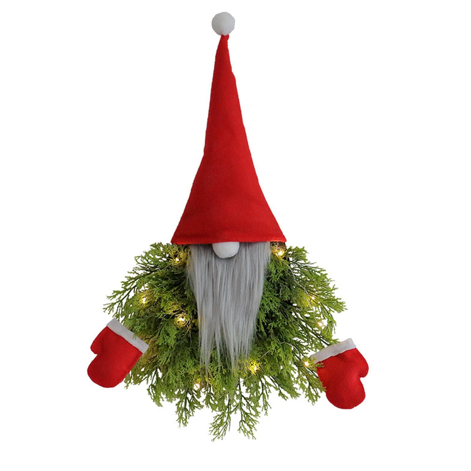 Luminous Faceless Santa Claus Christmas Wreath Door Hanging Restaurant Bar Wall Hanging Christmas