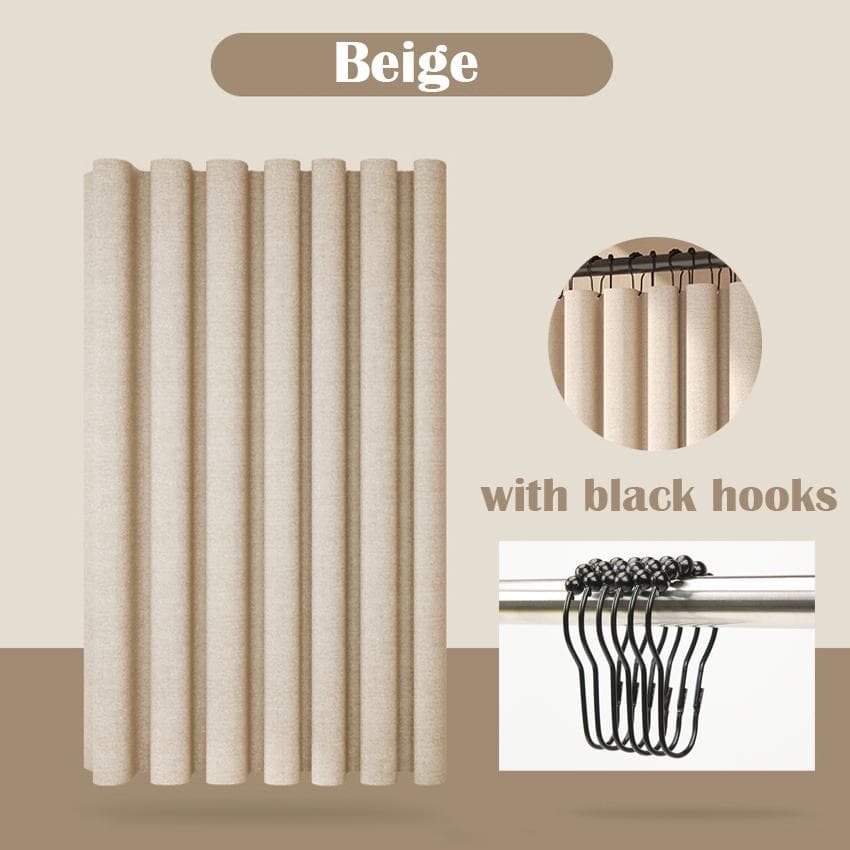 Luxury Thick Imitation Linen Shower Curtain Waterproof Bath Curtains For Bathroom Bathtub Large Bathing Cover with Metal Hooks W80xH180cm