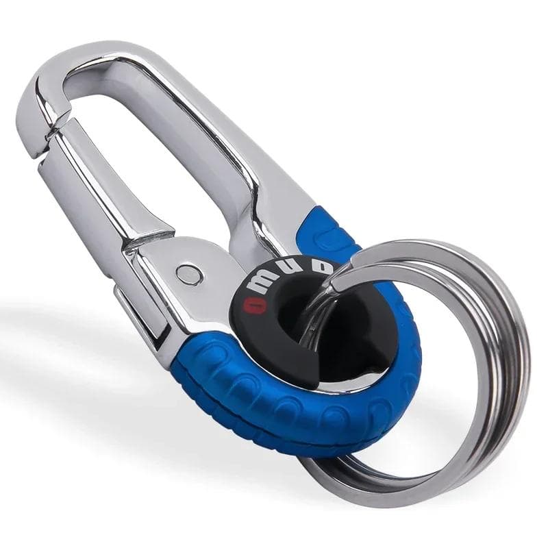 Durable Keychain Hook Stainless Steel Buckle Outdoor Carabiner Climbing Tool Double Ring Car Fishing Keyring blue