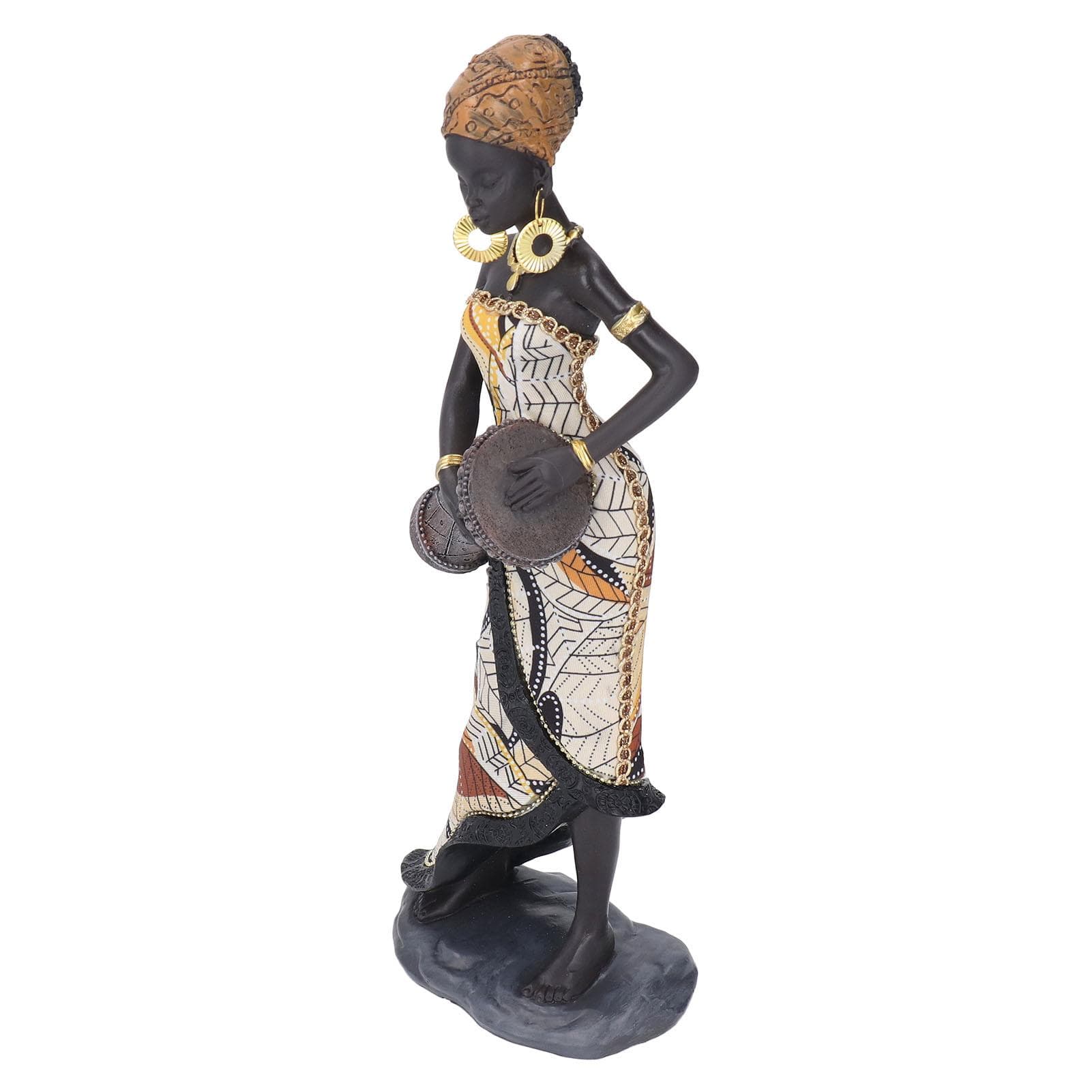 African Drum Statue Hand Crafted Lifelike Appearance Musician African Statues Resin African Statue