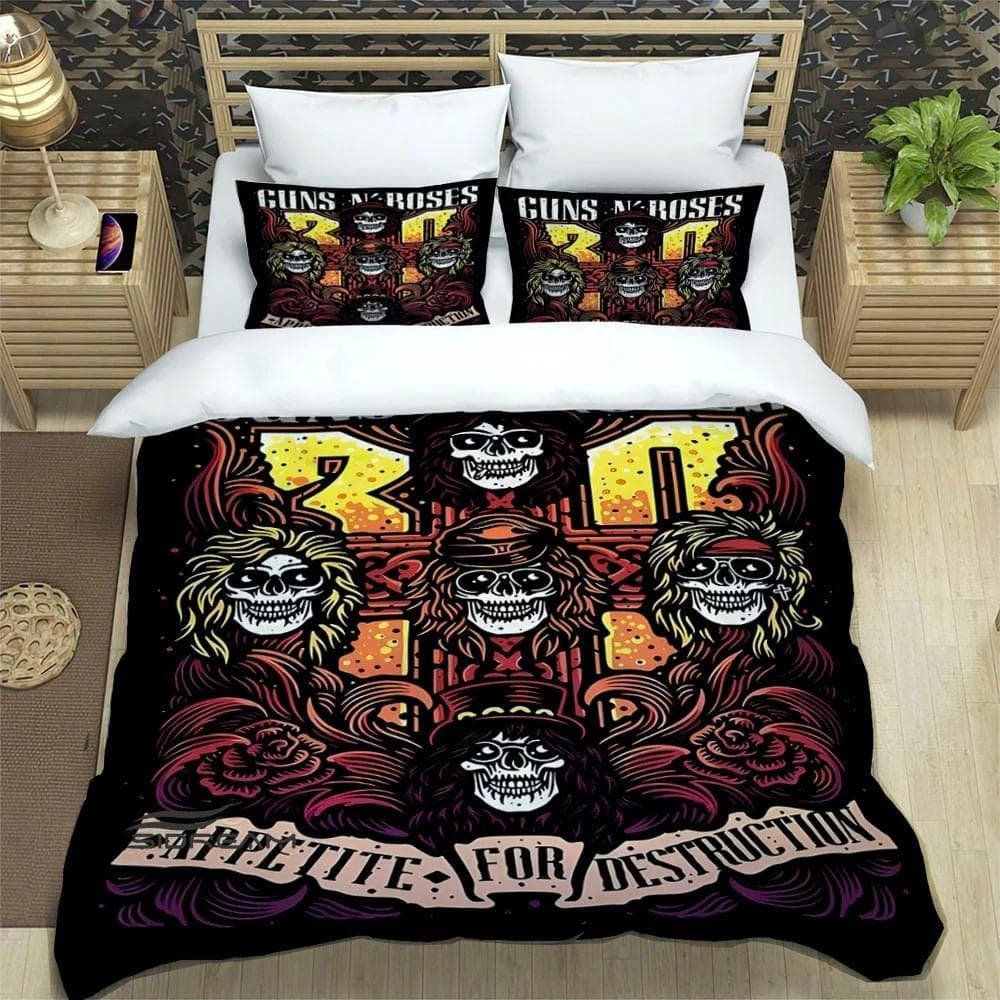 Rock Band Guns N' Roses Bedding Sets exquisite bed supplies set duvet cover bed comforter set bedding set luxury birthday gift AU Double 180x210cm