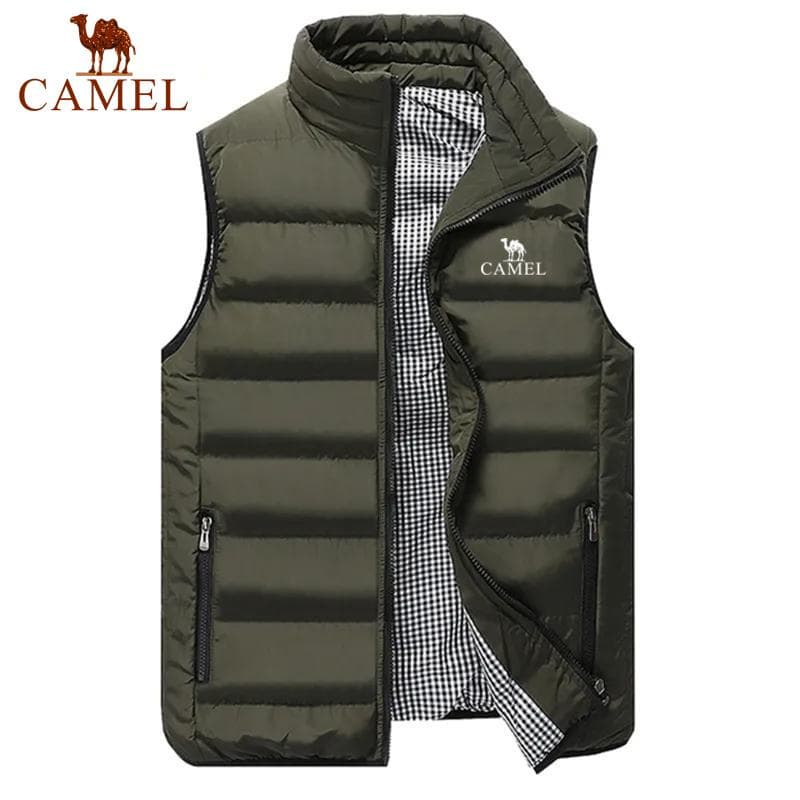 Camel Embroidery Men's Autumn Winter High Quality Cotton Tank Top Jacket Fashion Casual Comfort Sleeveless Thickened Jacket 3XL
