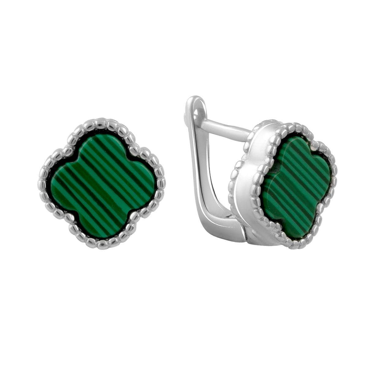 Silver earrings with malachite (2082569) emerald