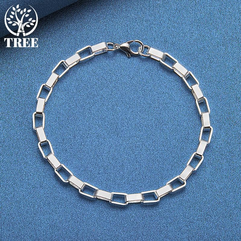 925 Sterling Silver Big Long 5mm Box Chain Bracelet Jewelry 20cm