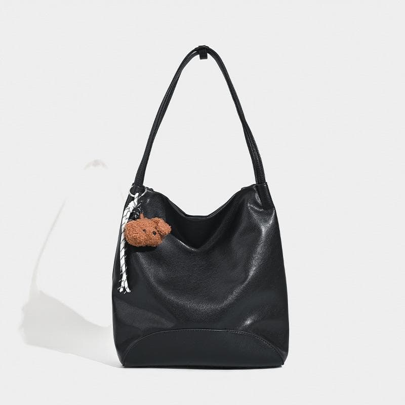 Light Luxury, Simple, Versatile, Daily Commuting Single-shoulder Bag, Large-capacity Strap, Pendant, Underarm Bag, Trendy black