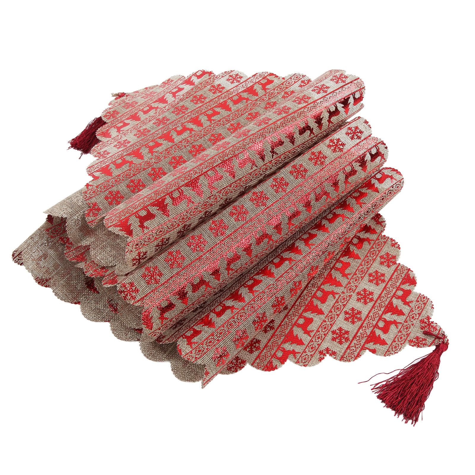 Christmas Table Runner Elegant Beautiful Exquisite Classic Pattern Durable Table RunnerLinen Elk