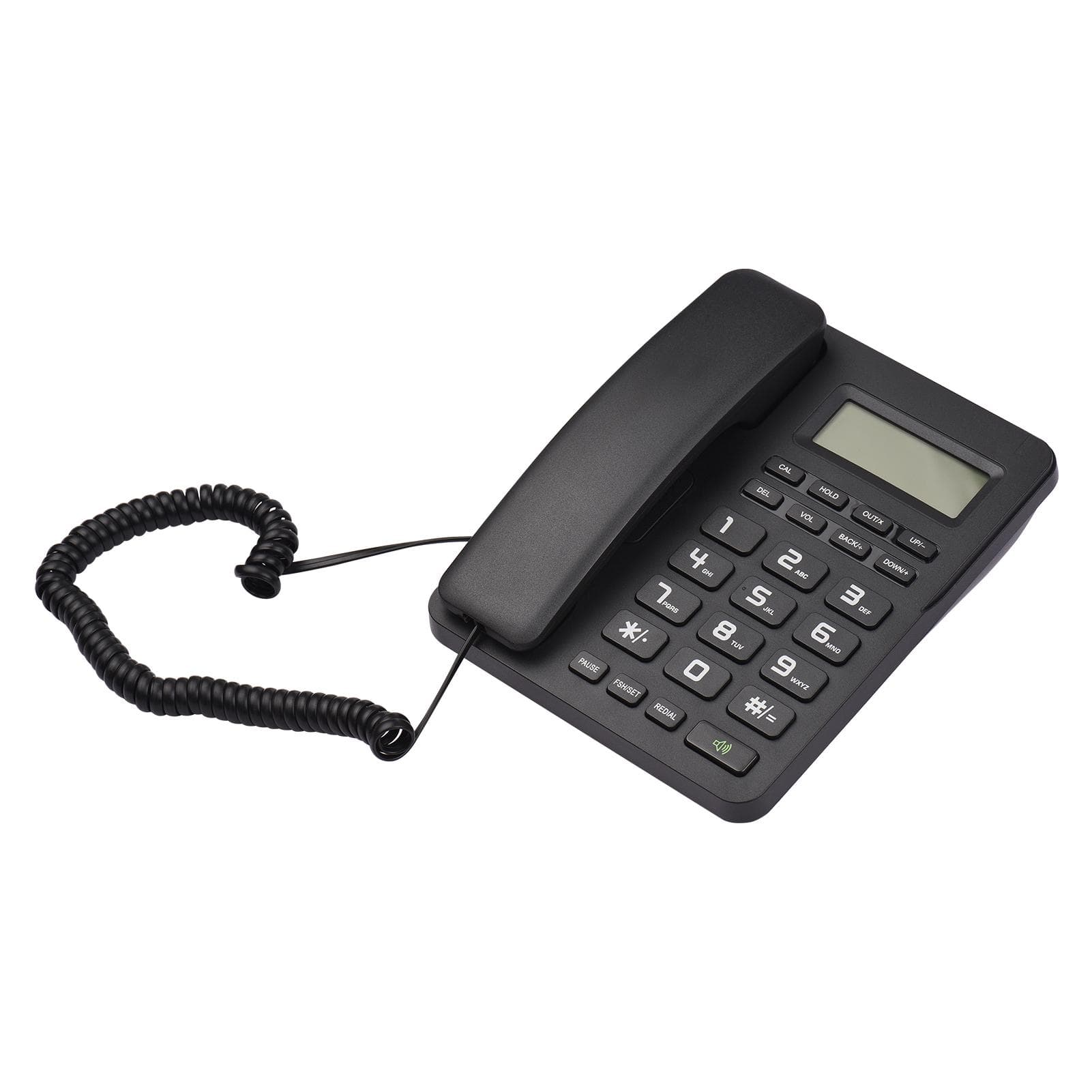 Desktop Corded Landline Phone Fixed Telephone Big Button for Elderly Seniors Phone with LCD Display black