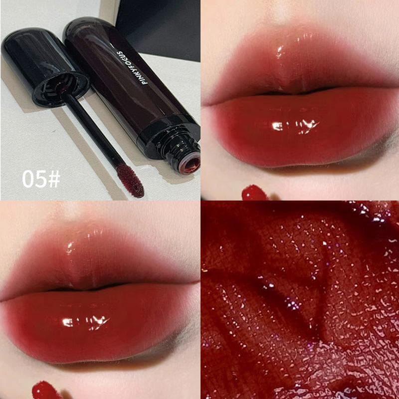 Mirror Lip Glaze Water Light Moisturizing Non-stick Cup Highly Pigmented Red Liquid Lipstick Lip Tint Makeup Cosmetics