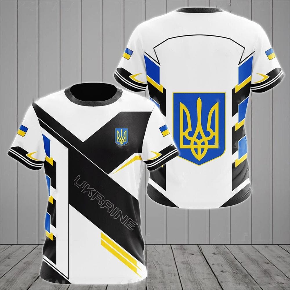 Ukraine Men's T-Shirts Ukrainian Flag Shirt 3D Printed O-Neck Oversized Short Sleeves Jersey Fashion Men's Clothing Streetwear L
