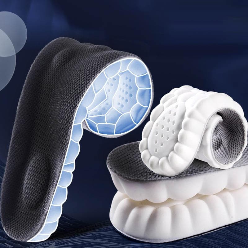 4D Cloud Technology Sports Insoles for Shoes PU Sole Soft Breathable Shock Absorption Cushion Running Orthopedic Care Insoles 41-42 black