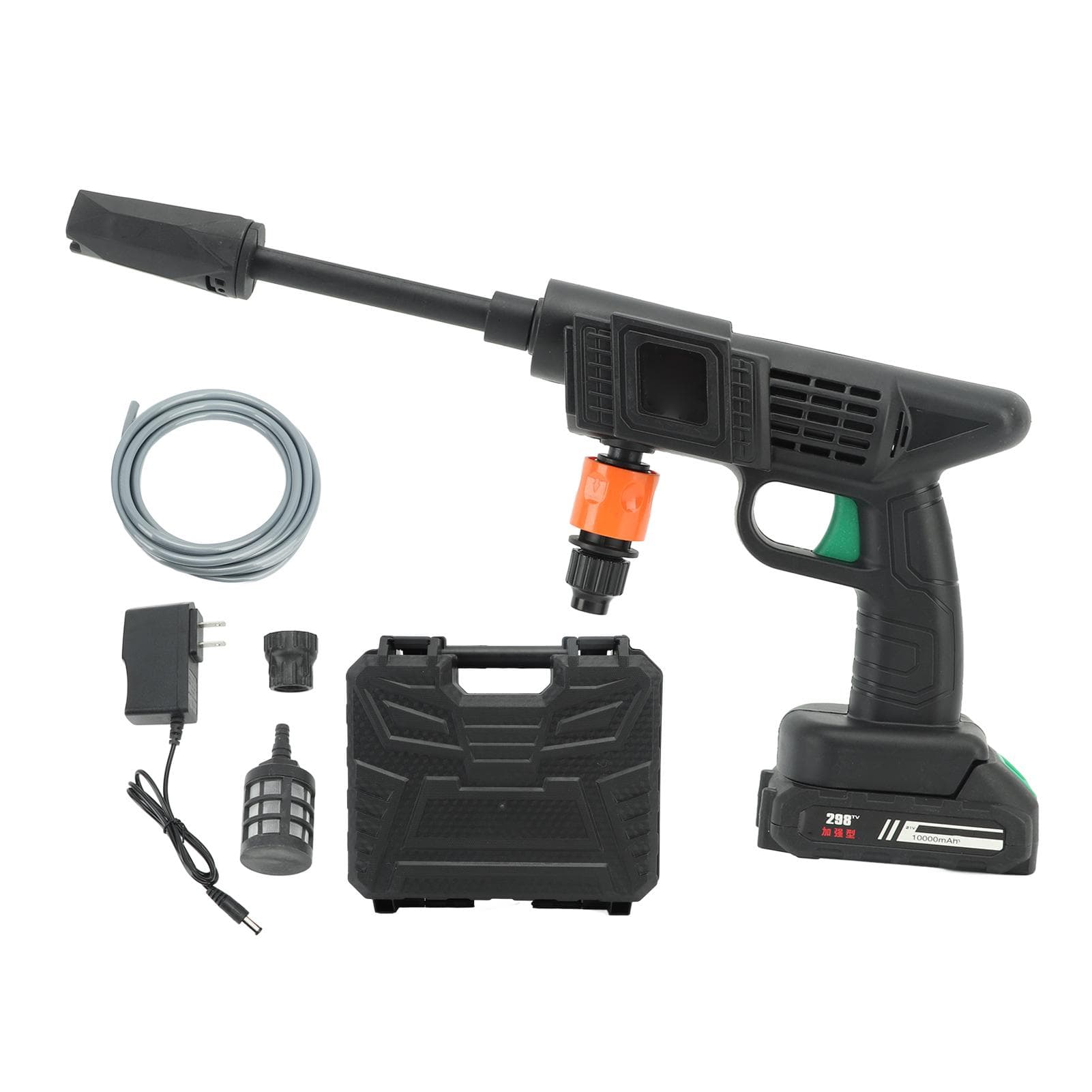 Cordless Pressure Washer with 5 Meters Pipe Length Toolbox Waterproof Power Cleaner for Cars Fences