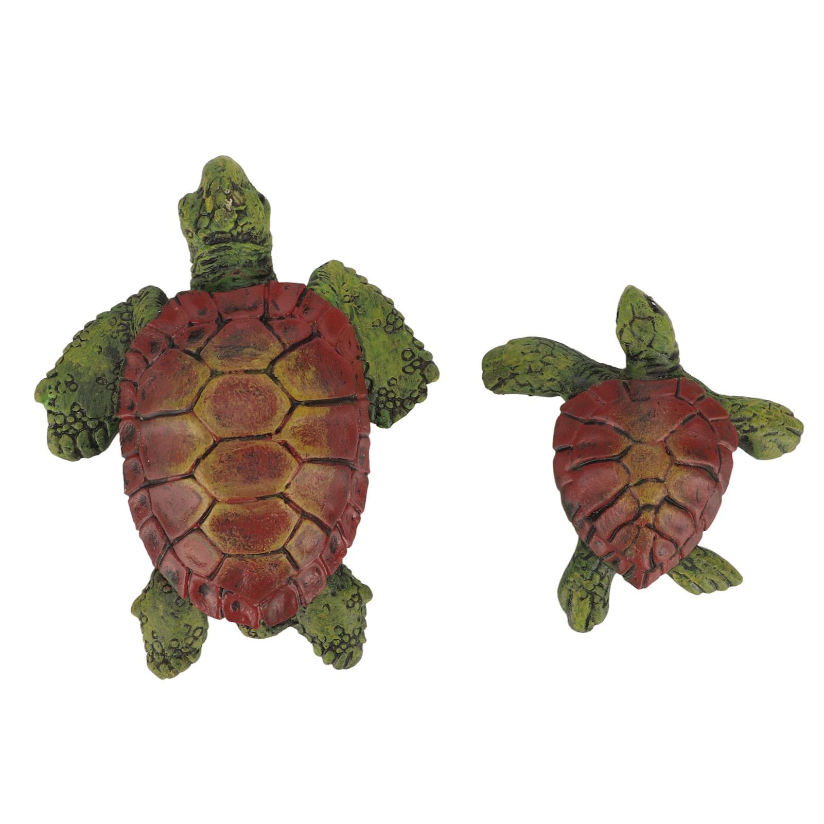 2 Pcs Turtle Statues Cute Resin UV Resistant Coating Turtle Figurine for Gardens Courtyard
