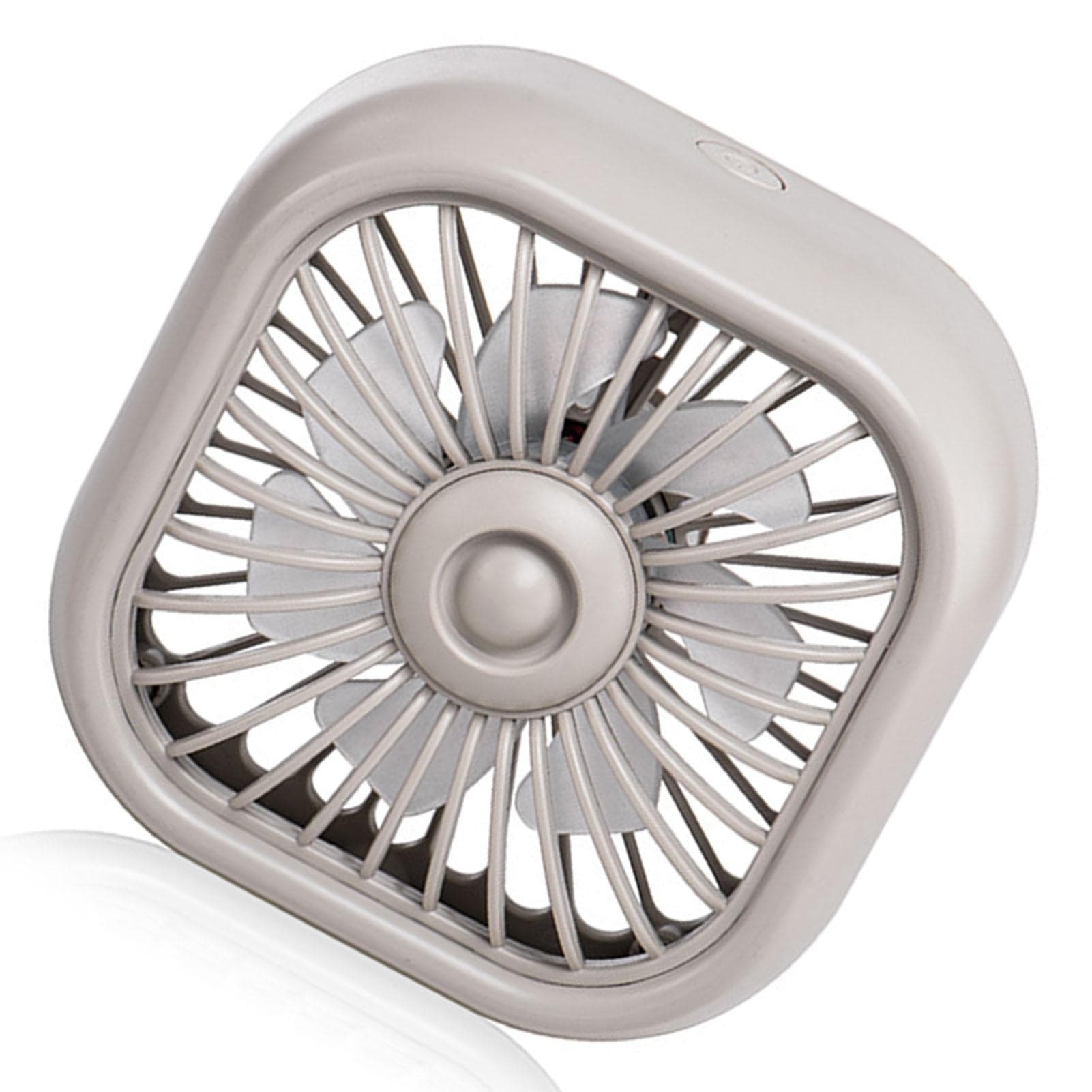 Car Air Vent Mount Fan Colorful Light 3 Wind Speed Low Noise USB Cooling Fan for Vehicles Khaki khaki