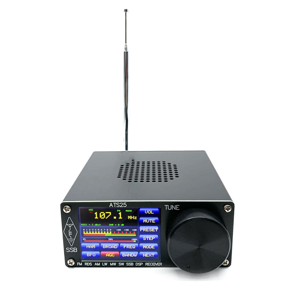 All-Band Radio Receiver Aluminium Alloy Cover DSP Receiver FM LW MW SW SSB with 2.4 Inch Touching black