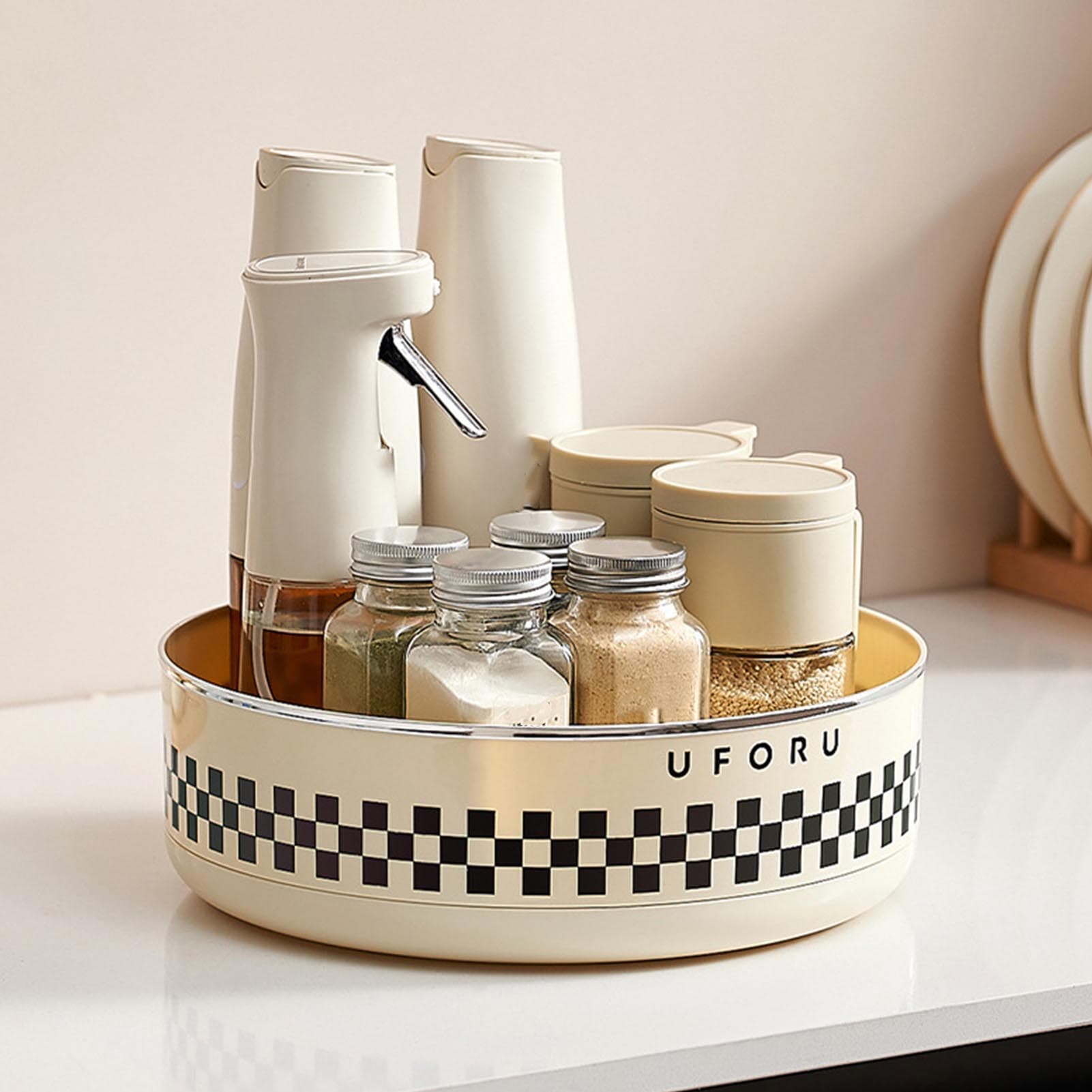 Kitchen Rotating Organizer Home Desktop Multifunctional Spice Cosmetic Rotatable Organizer Letters
