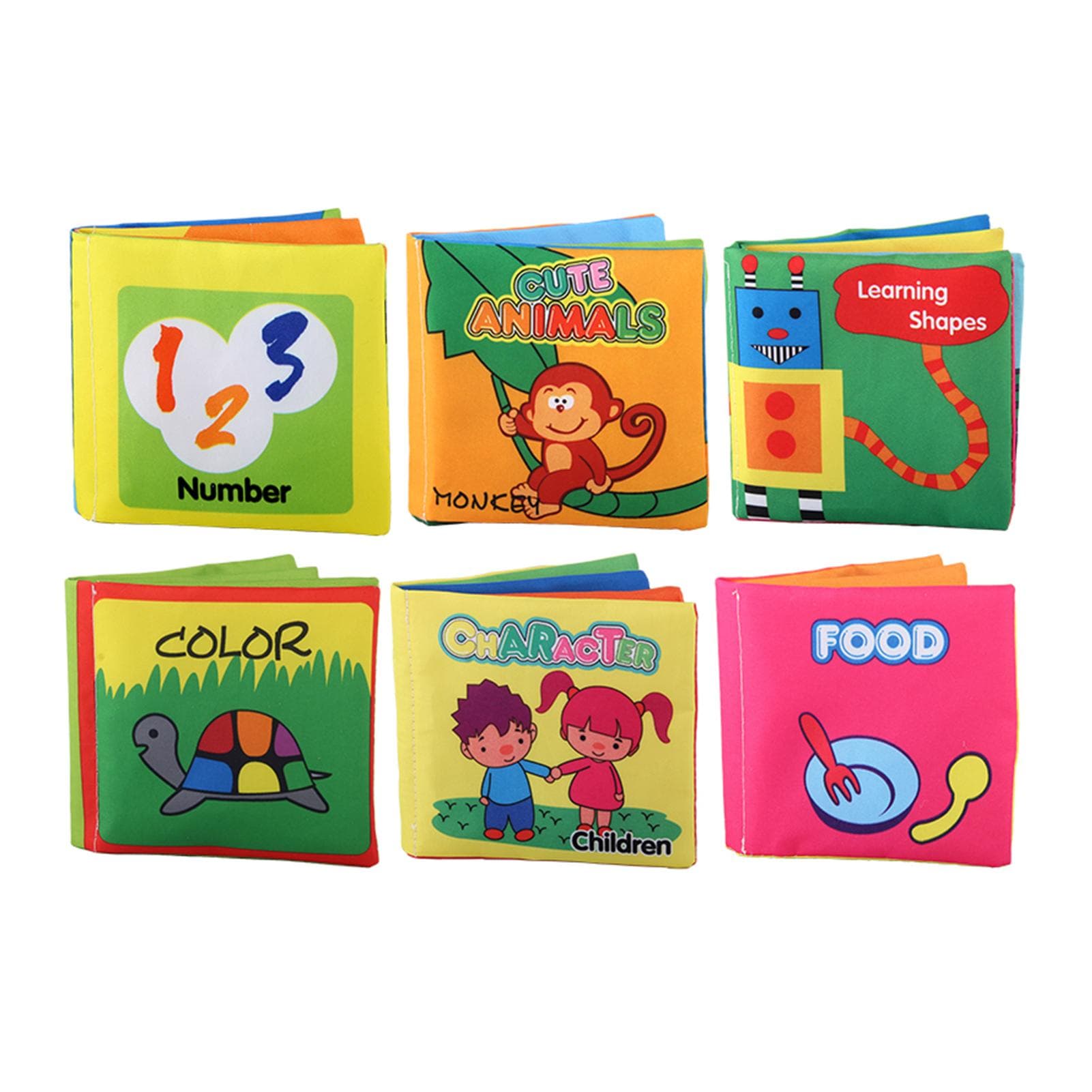 6 Pack Soft Baby Cloth Books Non-Toxic Crinkle Books Friction with Rustling Sound Infants & Toddler LT2955