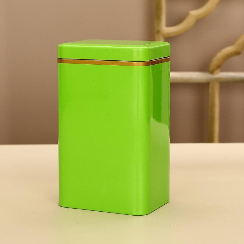 Metal Retro Square Tea Can Candy Food Storage Case with Lid Packaging Box Containers green