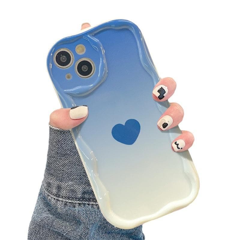 Simple Gradient Love Suitable for Apple 16PRO Mobile Phone Case IPhone 15 Full-cover Soft Silicone 14 Fine Hole Anti-fall X iPhone 6s Plus