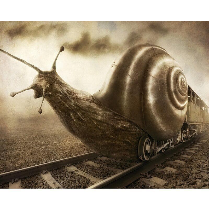 DIY Diamond Painting Cross Stitch Abstract Painted Snail Train Diamond Embroidery 20X30CM