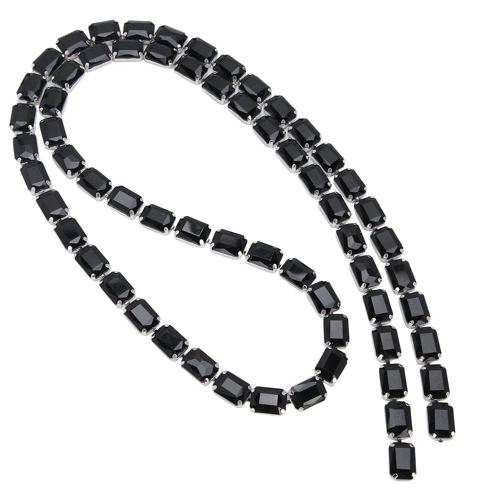 Rectangular Glass Diamond Chain Pendant DIY Hand Made Sewing Clothes Shoes Accessories(Black ) black