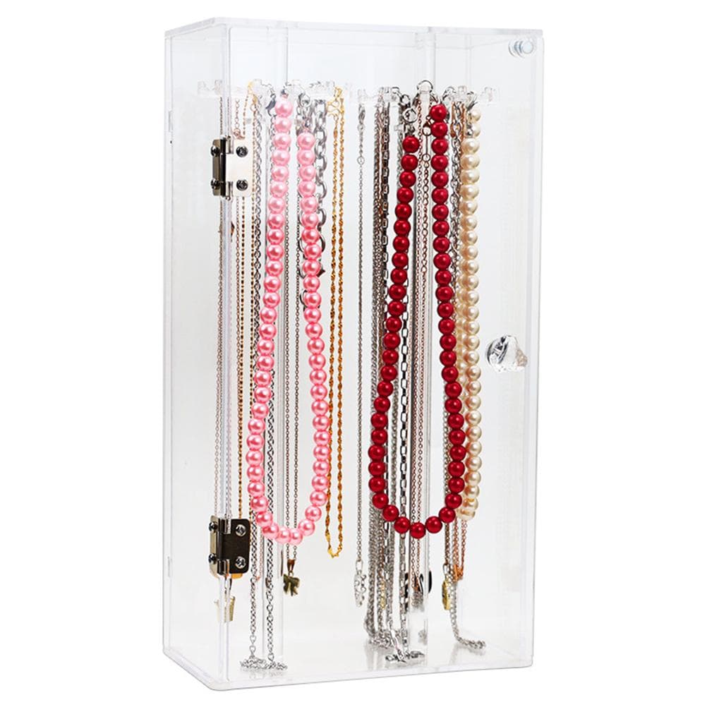 Acrylic Necklace Holder with 24 Hooks Clear Necklace Organizer Dustproof Rotation Jewelry Storage square necklace holder