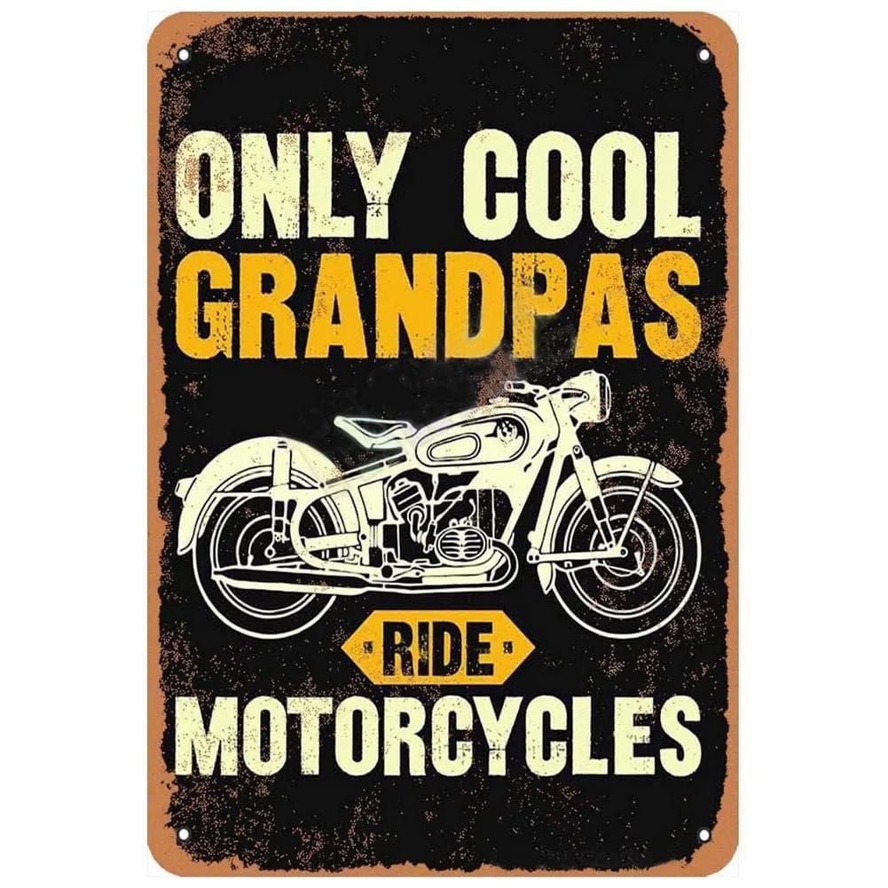 Vintage Metal Signs Only Cool Grandpas Ride Motorcycle Wall Decor for Home Bars Garage Cafe Clubs Pubs Retro Posters Plaque 20x30cm
