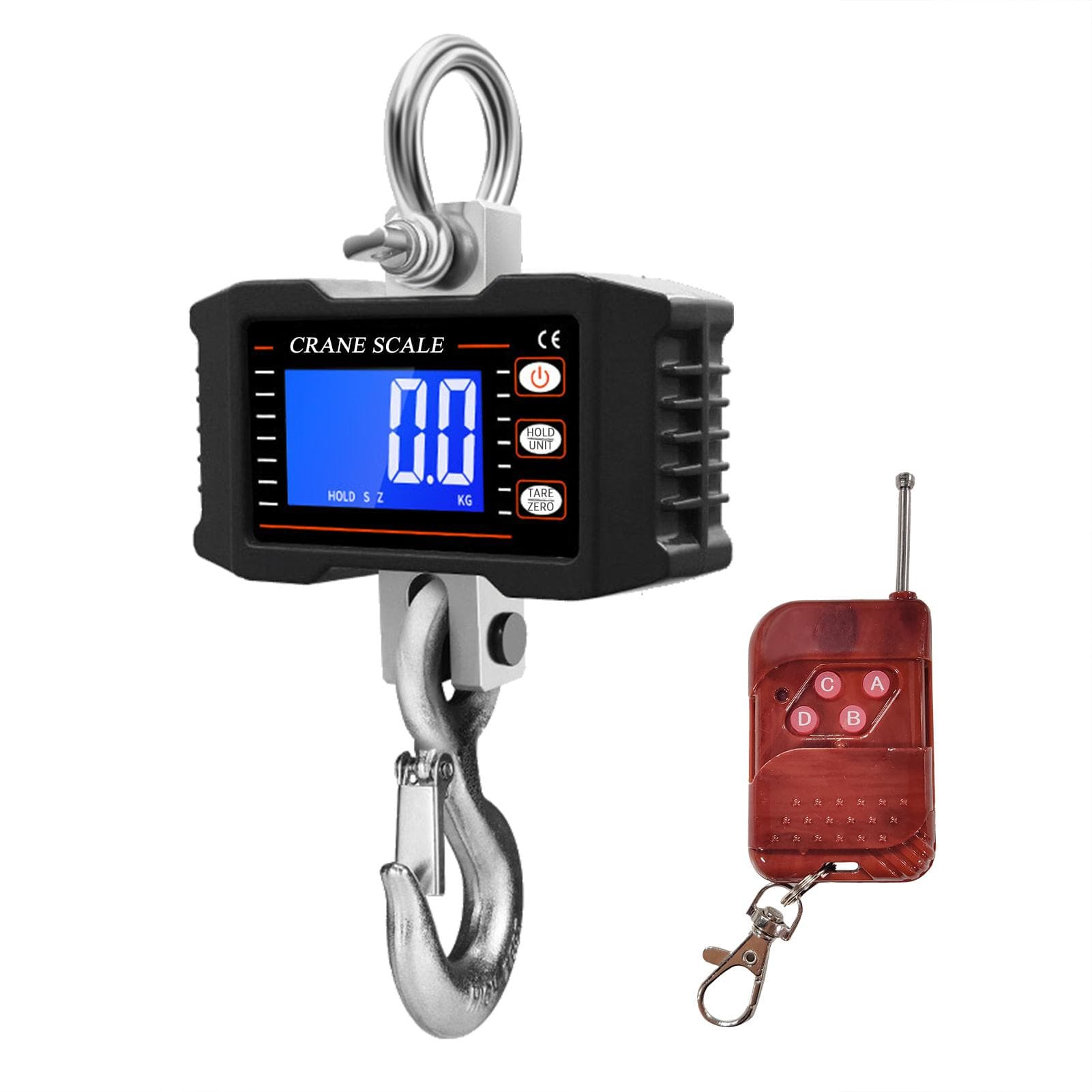 Digital Hanging Scale with Remote Control 1000kg/ 2204lbs Portable Heavy Duty Crane Scale LCD black