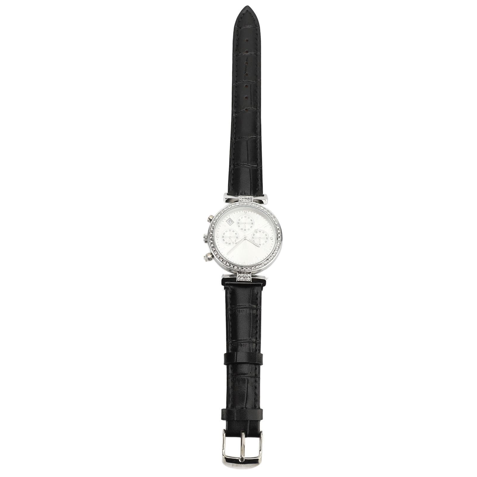 Women Watch Rhinestone Decoration Waterproof Leather Strap Round Dial Mechanical Watch for Outdoor