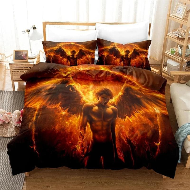 3D Print Angel Bedding Set,Duvet Cover Comforter Bed Set Quilt Cover Pillowcase,King Queen Twin Size Boys Girls Adults 135X200cm