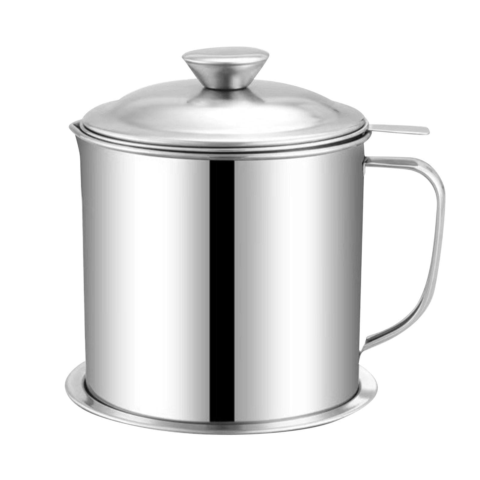 Oil Container Grease Pot Stainless Steel Strainer Large Capacity for Kitchen Cooking 201 Stainless 1.3L