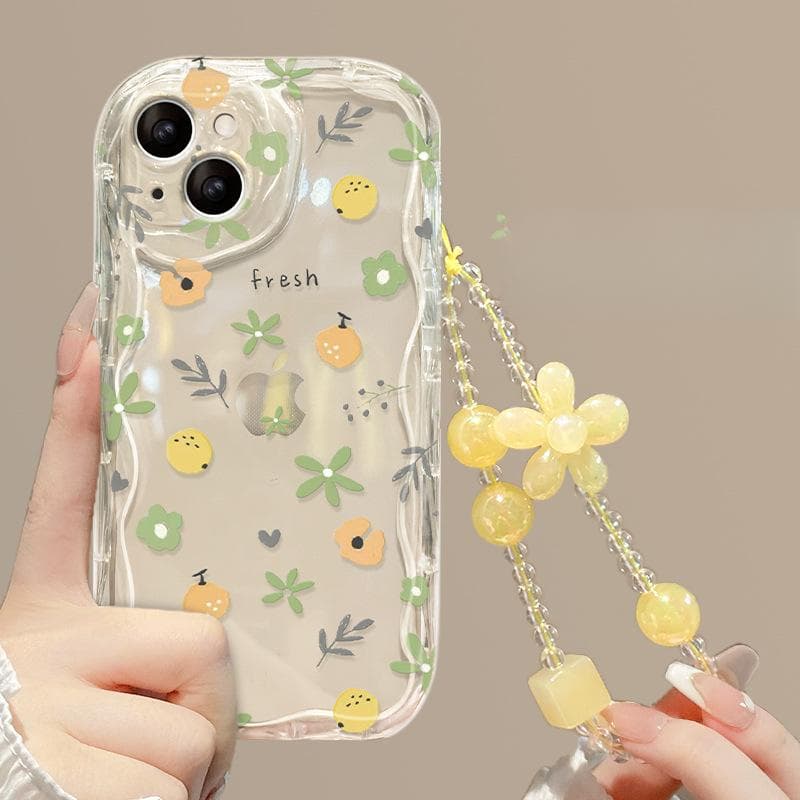 Applicable To Apple 15 Mobile Phone Case IPhone 14/13promax3 Full Screen Floral Chain 11/12 Transparent Silicone iPhone 13