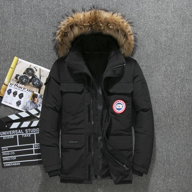 Winter Warm Thickened Cotton Men's Snow Coat Hooded Jacket 5XL black
