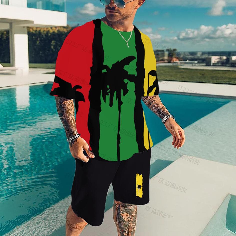Summer BoB Marley Reggae T Shirt Sets Fashion Jogging Short Sleeve Harajuku Suit Men Tracksuit 3D Printed Breathable Clothes 6XL 6XL