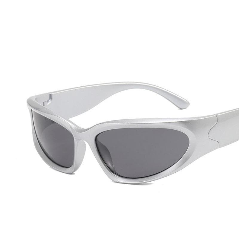 Y2K Sports Punk Sunglasses Women Men Luxury Square Goggle Sun Glasses Colorful Mirror Fashion Eyewear non polarized glasses grey/silver