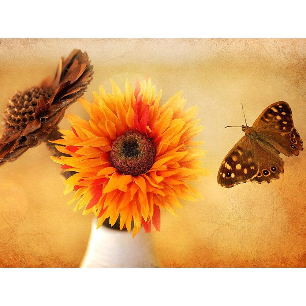 Diamond Embroidery Flower Sunflower Butterfly Crystal Painting Diamond Painting Flower Rhinestone 20X30CM