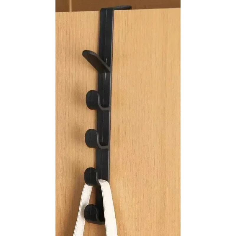 Multifunctional Creative 5 Hooks Portable Wardrobe Coat Hook Kitchen Bathroom Behind The Door Towel Hanger Storage Hooks M black
