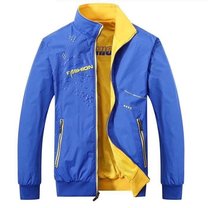 Standing Collar Double-sided Men's Jacket, Spring, Autumn, Winter, Casual Sports Thin, Loose Windproof and Breathable Men's Jacket XL