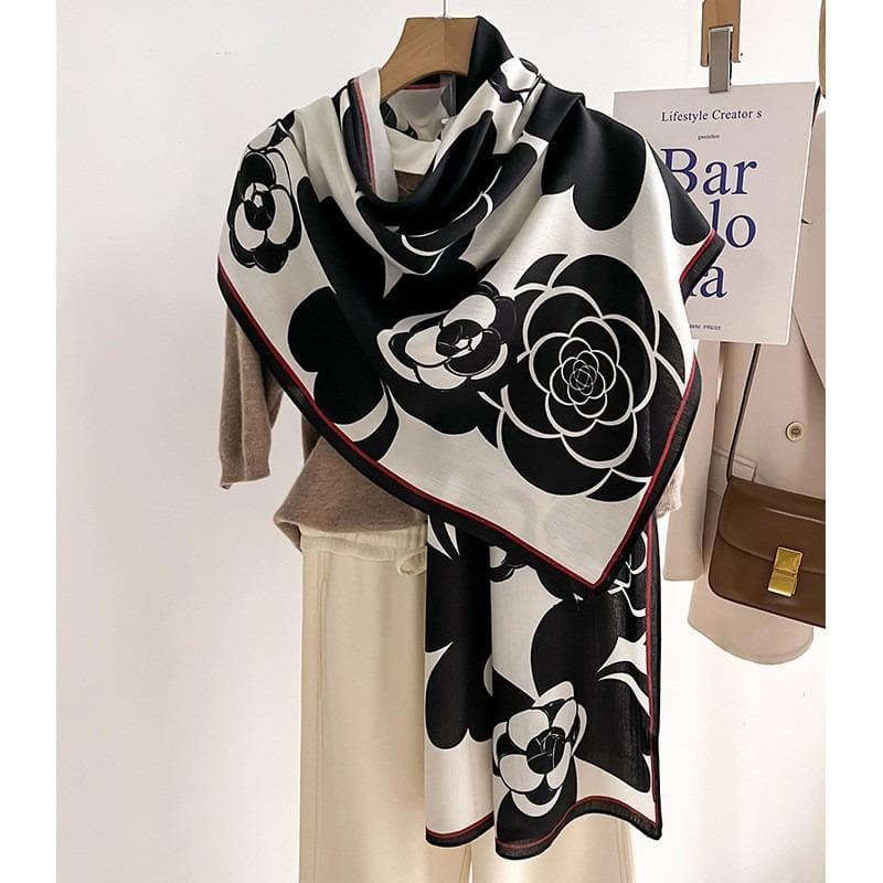 Fashion Flowers Ladies Scarf Thin Breathable Soft Cozy Shawl Spring Summer Windproof Sunscreen Travel Scarf For Women One Size