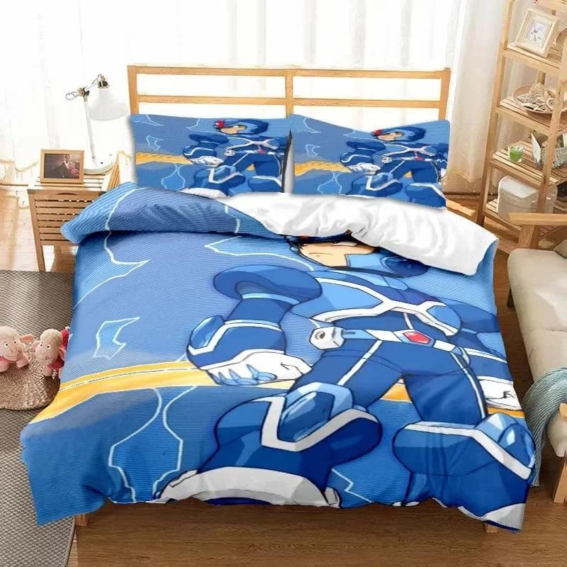 Game Cartoon Rockman Megaman Bedding Sets exquisite bed supplies set duvet cover bed comforter set luxury birthday gift 140X200cm-2pcs