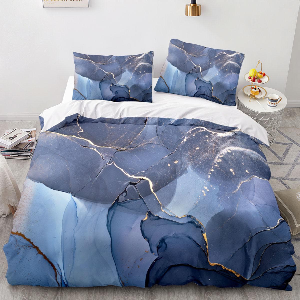 3D Printed Textured Marble Bedding Set Boys Girls Twin Queen Size Duvet Cover Pillowcase Bed Kids Adult Home Textileextile EU single(135x200cm)