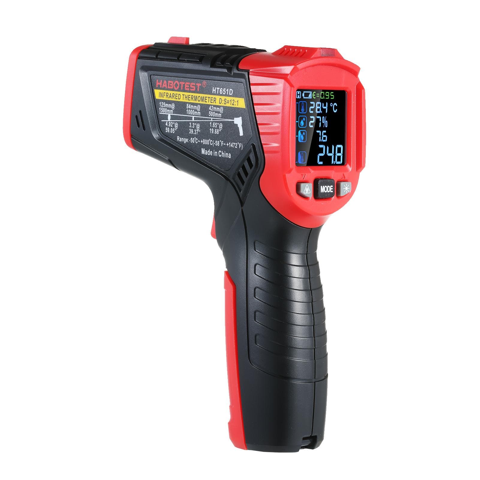 HABOTEST Non-Contact Infrared Thermometer -58 to 1472 Fahrenheit Precision High Temp Thermometer Humidity Dew