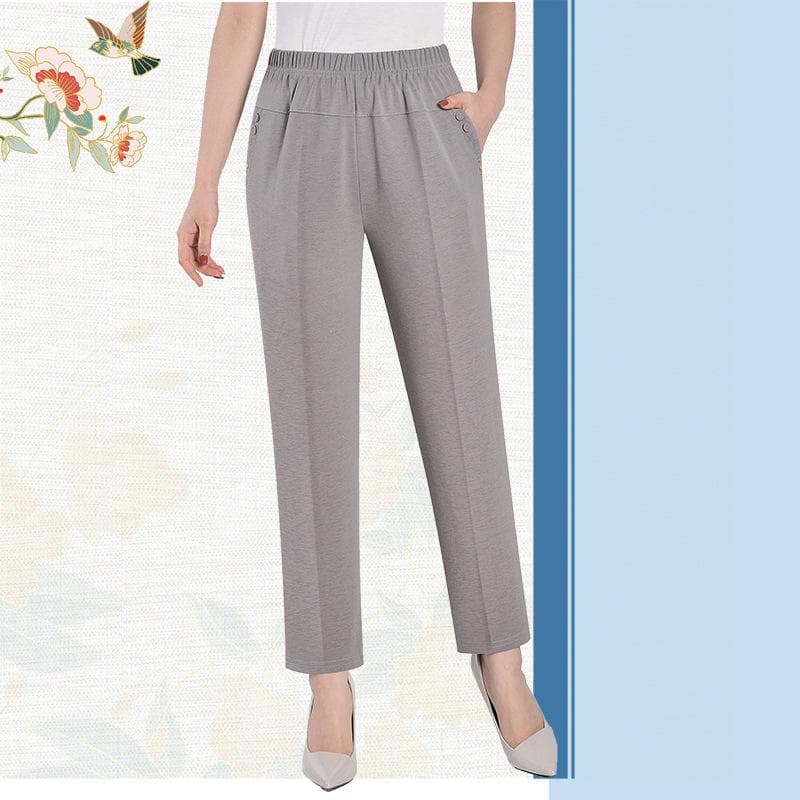 Women's Wide-Leg Pants Spring/Summer High Waist Loose and Slimming Thin Straight Drooping Cropped Casual Women's Pants Summer New Pants 7XL grey