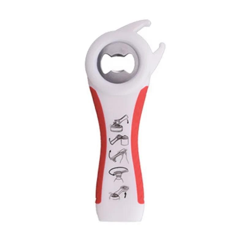5 in 1 Multifunction Twist Bottle Opener All in One Jar Can Red Wine Beer Lid Twist Off Easy Open Claw Kitchen Opener red
