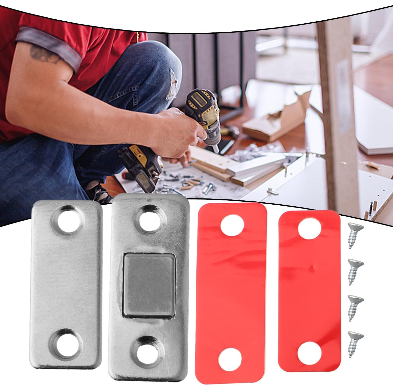 Catch Latch Self-adhesive Latch Bookcase Closer Cupboard silver