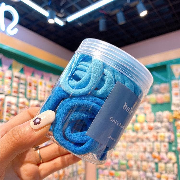 50pcs/Set Korean Head Rope for Women's Rubber Band Female Hair Tie Sweet Hair Ring Solid Hair Ropes for Girls Elastic Hair Bands blue