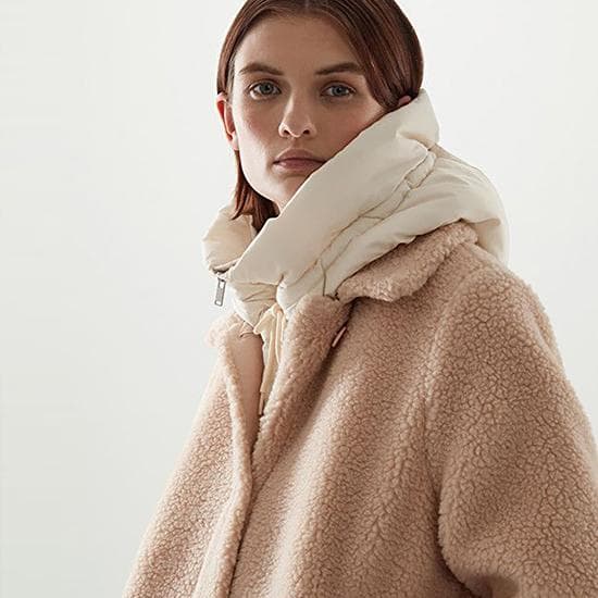 Winter Ultralight Down Hooded Hats For Women Men Warm Ring Scarf Balaclava Hat Neck Zippper Drawstring Coat Scarf Short Tank Top L/XL white